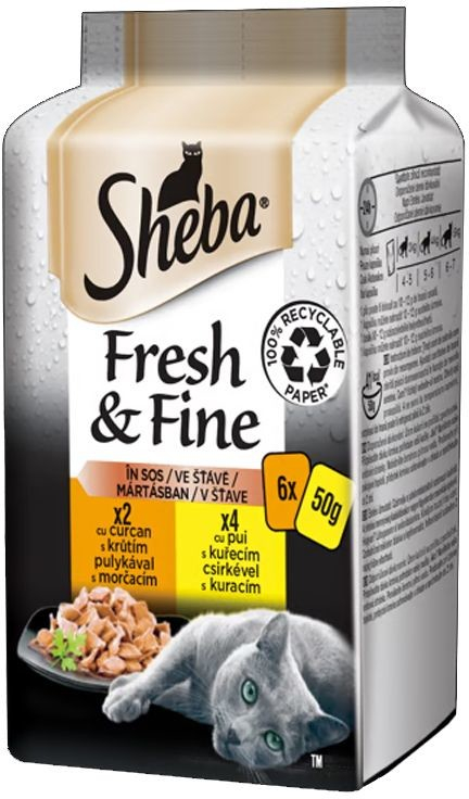 Sheba Fresh & Fine kuřecí a krůtí 6 x 50 g