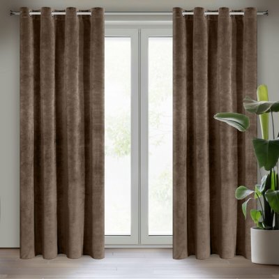 EUROFIRANY ZATEMŇOVACÍ ZÁVĚS NA KROUŽCÍCH RIA 140X250 CM HNĚDÁ – Hledejceny.cz