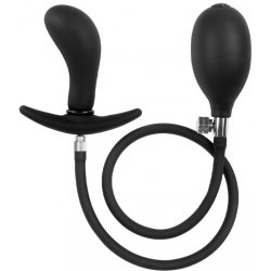 Rimba Latex Play Inflatable Curved Anal Plug with Pump Black