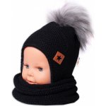 Baby Nellys Zimní čepice s fleecem a chlupáčková bambule Star komínek černá – Zboží Dáma Baby Nellys Zimní čepice s fleecem a chlupáčková bambule Star komínek černá – Zboží Dáma