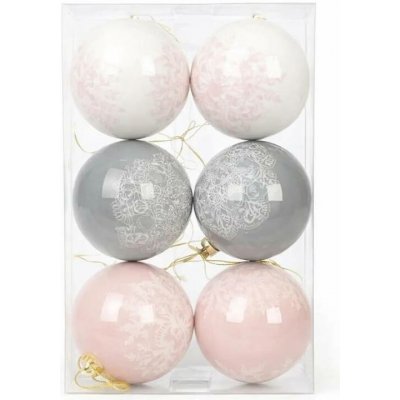 DECOLED Sada vánočních ozdob koule 8 cm, vločky 3 barvy, plast, balení 6 ks – Hledejceny.cz