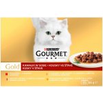 Gourmet Gold hovězí krůta s kachnou/losos s kuřetem/kuře s játry ve šťávě 12 x 85 g – Sleviste.cz