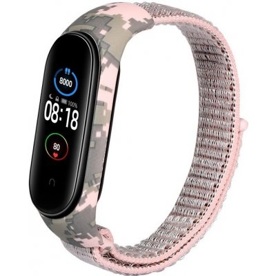 Xiaomi Mi Band 5/6 náhradní náramek Nylon maskáč US Růžová MBSCZ-5NyM09 – Zboží Živě