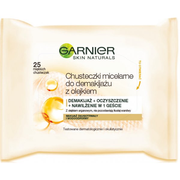 Garnier Skin Naturals odličovací micelární ubrousky s olejem 3v1 25 ks od  88 Kč - Heureka.cz