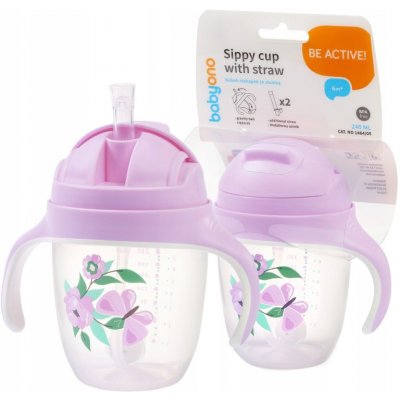 BabyOno nekapající hrneček se zatíženým brčkem 240 ml lila – Zboží Dáma