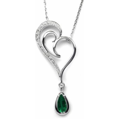 Klenoty Budín Ručně vyrobený z bílého zlata se smaragdem a diamanty J 28007 17 – Hledejceny.cz