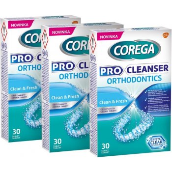 Corega Pro Cleanser Orthodontics čisticí tablety 3 x 30 ks