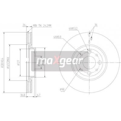 Brzdový kotouč FIAT přední STILO BRAVO 1.9 2.4 986478855 MAXGEAR – Zboží Mobilmania