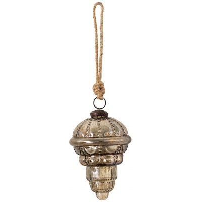 Clayre & Eef Hnědo-stříbrná antik vánoční skleněná ozdoba L Ø 8*13 cm – Hledejceny.cz