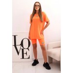 Kesi dámský bavlněný komplet Florian s krátkým rukávem a šortkami bílý oranžový – Zboží Dáma