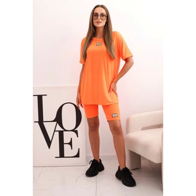 Kesi dámský bavlněný komplet Florian s krátkým rukávem a šortkami bílý oranžový – Zboží Dáma