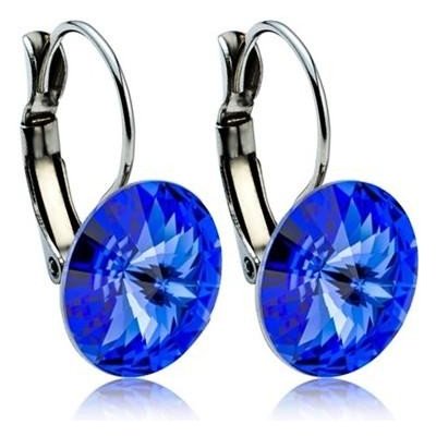 Swarovski Elements Rivoli stříbrné visací modré kulaté 31106.3 Sapphire modrá královská