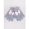 Dětské rukavice Dívčí pětiprsté rukavice Yoclub s mašlí RED-0070G-AA50-008 Grey