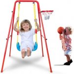 KIK KX7936 kovová houpačka s baketbalovým košem 2v1 modrá – Zboží Dáma