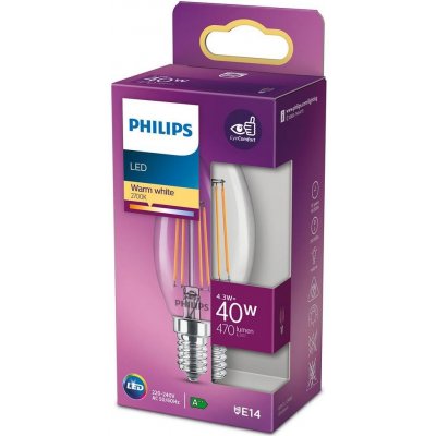 Philips LED žárovka VINTAGE B35 E14/4,3W/230V 2700K P4137 – Zboží Mobilmania