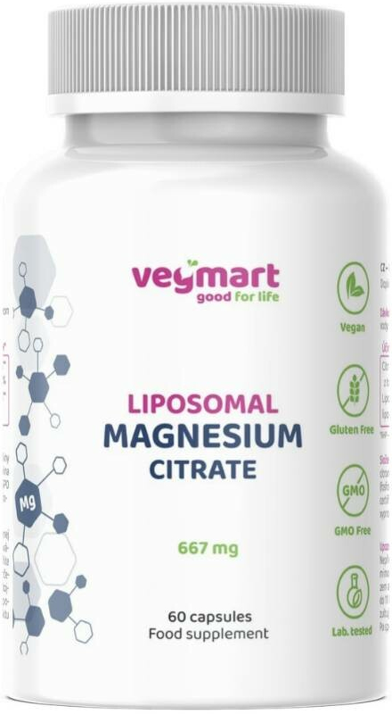 Vegmart Lipozomální hořčík Citrát hořečnatý 667 mg, 60 kapslí
