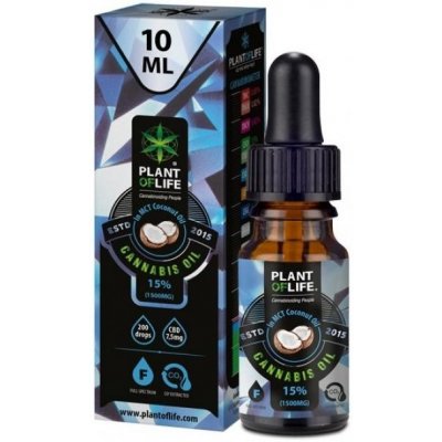 PLANT OF LIFE CBD/CBG Kapky Kokosový olej s CBD 15% Fullspectrum 10 ml