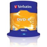 Verbatim DVD-R 4,7GB 16x, Advanced AZO, cakebox, 100ks (43549) – Zboží Živě