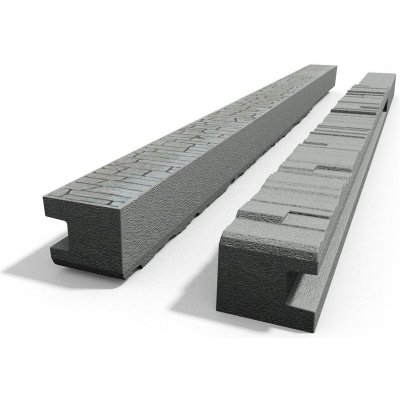 Betonový sloupek na plot 200 cm koncový oboustranně vzorovaný Orientace betonového sloupku: Levý sloupek | bráno z pohledu na stranu se vzorem "štípaný kámen" (hrubší vzor)