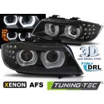 Přední světla 3D LED angel eyes, LED blinkr, D1S xenon, BMW E90/E91 09-11 s AFS černá | Zboží Auto
