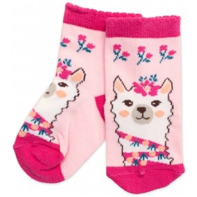 Dětské bavlněné ponožky Lama růžové – Zboží Mobilmania