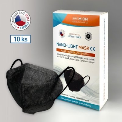 NANO M.ON - NANO LIGHT MASK, nano rouška ve tvaru respirátoru černá 10 ks – Hledejceny.cz