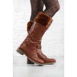 Desun Šněrovací kozačky i pro široká lýtka 912TAN – Hledejceny.cz