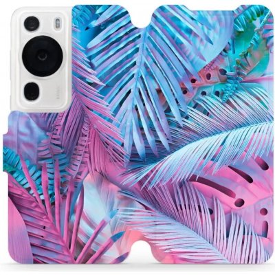 Pouzdro Mobiwear Flip Huawei P60 Pro - MG10S Fialové a modré listy – Zbozi.Blesk.cz