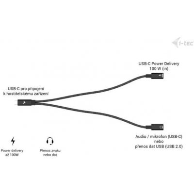 i-tec C31DUALSPLITTERCBLPD USB-C Cable Splitter Audio/Data + Power Delivery 100W – Hledejceny.cz