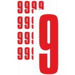 Čísla samolepicí 9 červená samolepící vinylová fólie velikost znaku 95 mm – Zboží Mobilmania