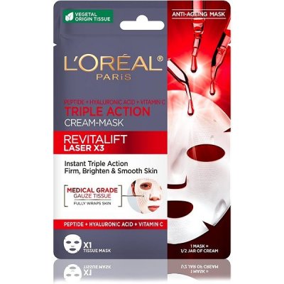 L'Oréal Paris Revitalift Laser X3 Pleťová maska proti stárnutí s trojím účinkem 28 g – Hledejceny.cz