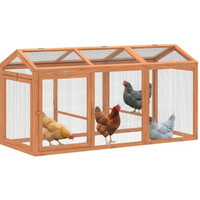 MM Handel Dřevěný výběh pro slepice výběh s bidýlkem dvojité dveře dřevo a kov pro 4 kuřata 156 x 70 5 x 84 cm oranžový PAWHUT – Hledejceny.cz