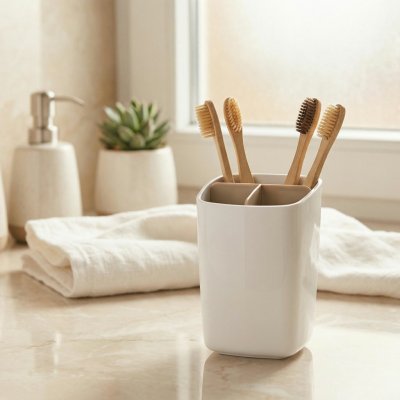 TESCOMA Lagoon plastový kelímek na zubní kartáčky bílý – Zboží Dáma