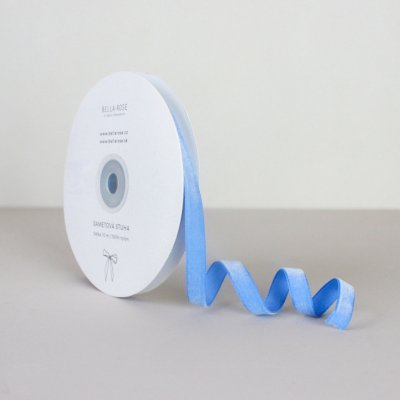 Bella Rose Sametová stuha 1 cm – Sky Blue (10 m), modrá barva, textil – Zboží Mobilmania