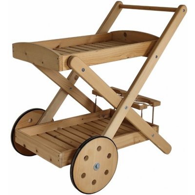 Krušnohorský nábytek Skládací dřevěný zahradní servírovací stolek s kolečky ZSS001 – Sleviste.cz
