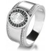 Prsteny Majya Stříbrný prsten DENNY čirý kámen s černými zirkony 10065