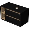 Koupelnový nábytek Emmy Design LARK 90 cm černá/halifax se dvěma zásuvkami 70 cm a otevřenou nikou 20 cm vlevo, pro umyvadla na desku