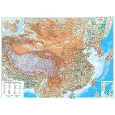 Gizi Map Čína - nástěnná mapa 122 x 88 cm Varianta: bez rámu v tubusu, Provedení: laminovaná mapa v lištách