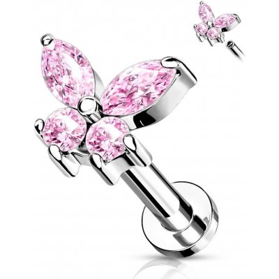 S4U Labreta helix tragus piercing motýlek růžový (1,2 x 6 mm) LB0023P-1206 – Hledejceny.cz