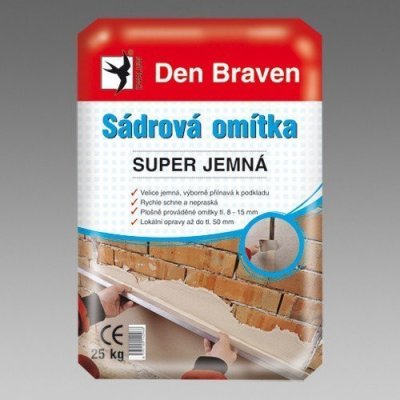 DEN BRAVEN Sádrová omítka bílá 25kg super jemná DenBraven – HobbyKompas.cz