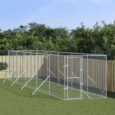 vidaXL Venkovní psí kotec stříbrný 200 x 1000 x 200 cm pozinkovaná ocel 9799.3190453 – HobbyKompas.cz