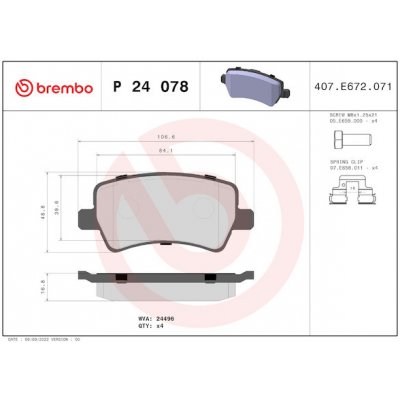 Sada brzdových destiček, kotoučová brzda BREMBO P 24 078X – Zboží Mobilmania