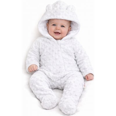 Baby Nellys Kombinézka/overálek MINKY s kapucí a oušky bílá – Zboží Dáma