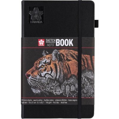 Sketchbook Sakura v pevné vazbě s černým papírem 140g 13 x 21 – Zboží Dáma