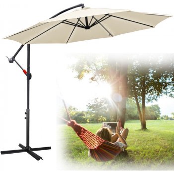 Jopassy 3m slunečník UV40+ Camping Pendulum Parasol Pavilion Garden Umbrella Béžová