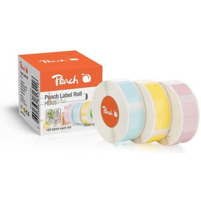 PEACH PE101 12 x 40 mm 3 x 180 ks termální syntetický papír modrá žlutá růžová – Zboží Dáma