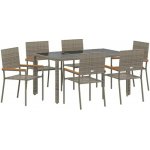 Omaxi 455130 Zahradní jídelní souprava 7 pcs Šedá 150 x 90 x 75 cm polyratan – Hledejceny.cz