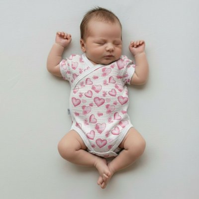 Baby Service Zavinovací kojenecké body krátký rukáv mušelín Srdce – Zboží Dáma