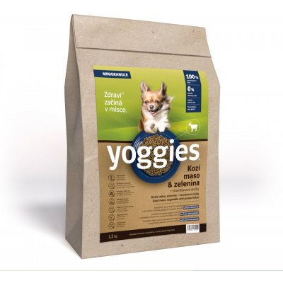 Yoggies hypoalergenní minigranule lisované za studena s probiotiky Kozí maso & zelenina 1,2 kg