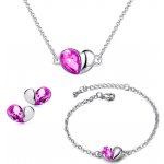 Sisi Jewelry souprava náhrdelníku náušnic a náramku Heart Rose srdíčko SET2035-NTSET1088(3) Růžová – Zboží Dáma